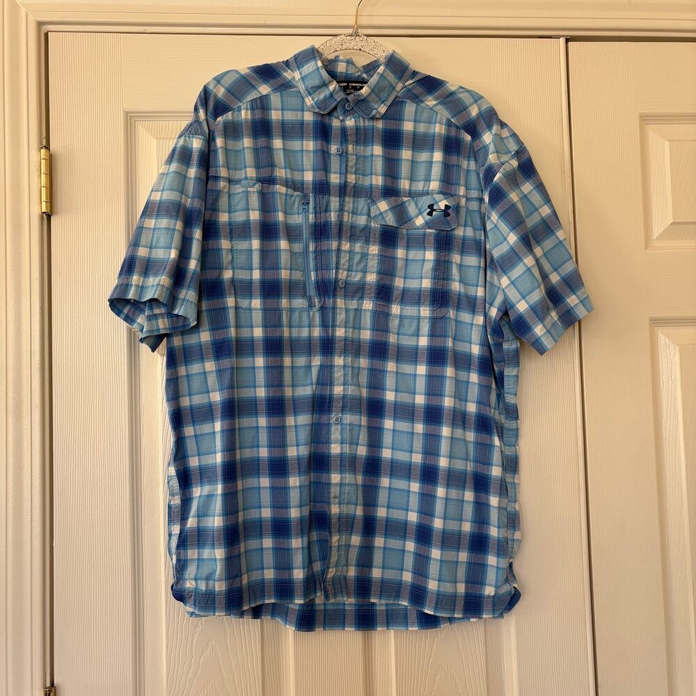 Under Armour Men’s Plaid Button Up Shirt Blue XL